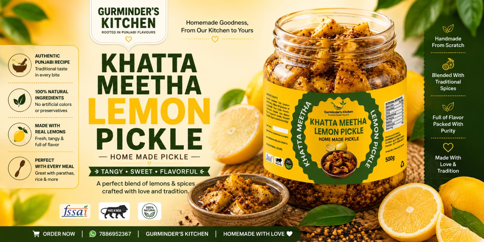 Khatta Meetha Lemon Pickle